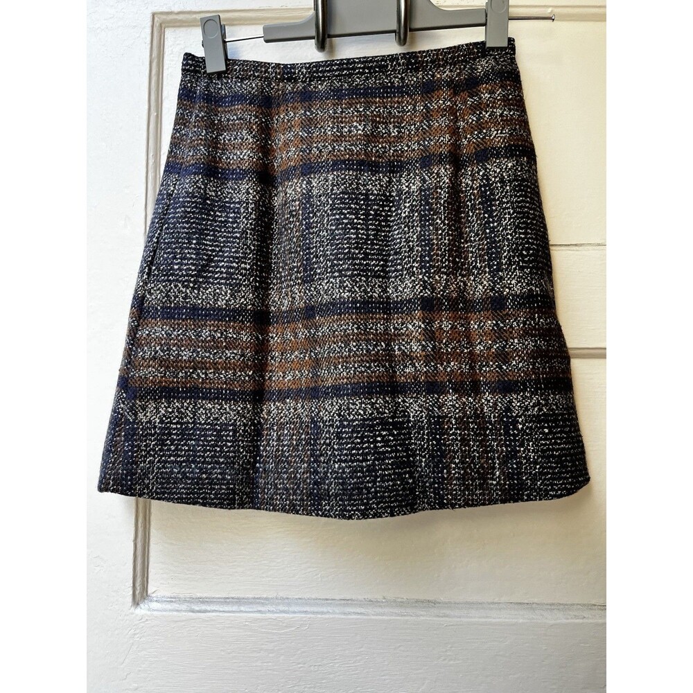 Rihoas Mini Skirt XS Tweed Plaid heritage dark academia granola earthy boho prep